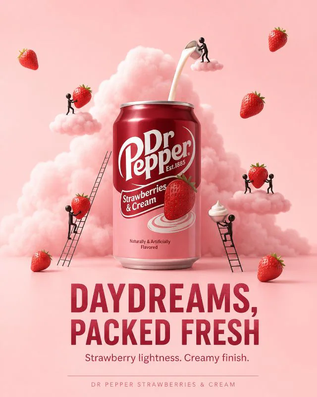 Dr Pepper Strawberries and Cream concept ad